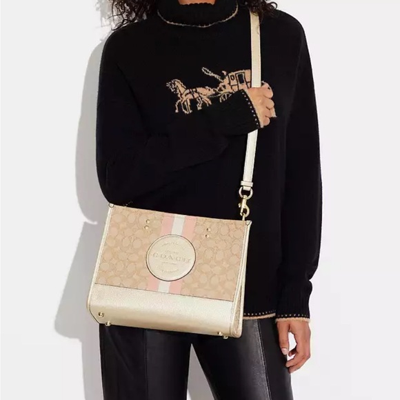 Coach Dempsey Carryall Tote Crossbody Purse with Stripe and Coach Patch - Picture 16 of 16